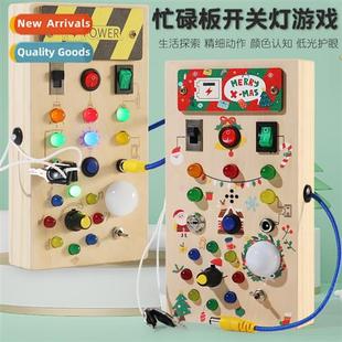 new LED puzzle children early block wooden busy Young lights