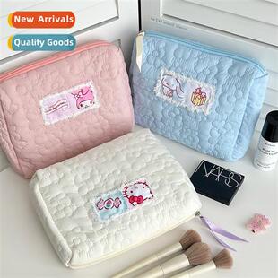 Quilted Flower Tote ins Student Girls Portable Large Capacy