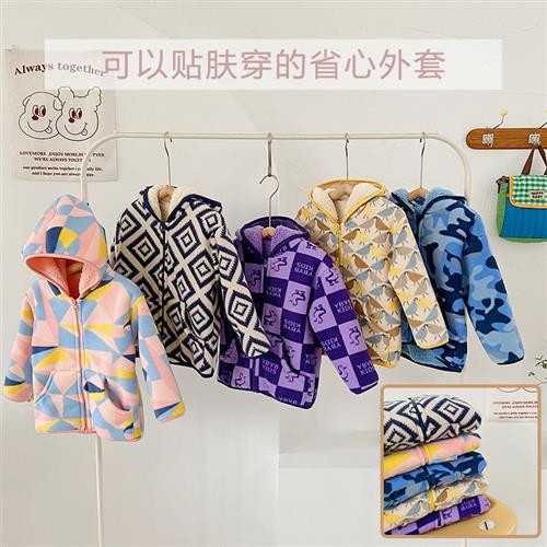 2022 childrens padded thickened jacket plush plush fall and