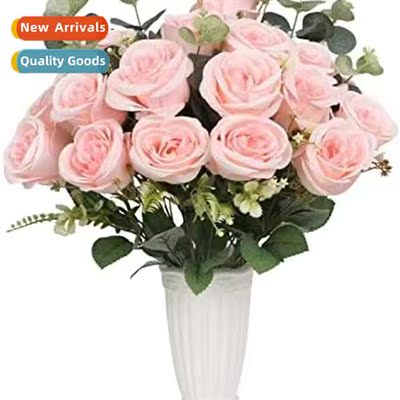 Simulati roses fake flowers bouquet living room home dining