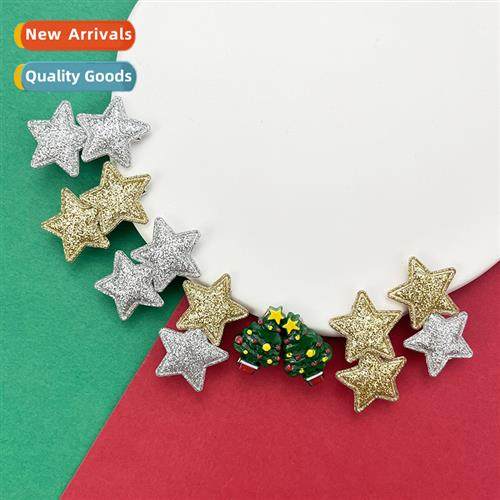 New pentagram hair clips girls sweet and cute Christmas e st