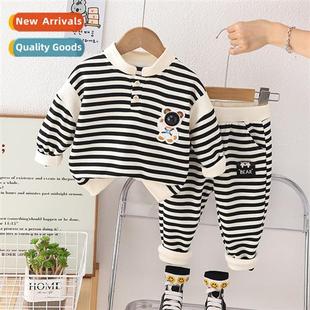 2023 spring new Boys striped childrens swea fall