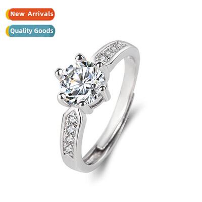 n 925 silver-plated ring female live six claws zircia ring w