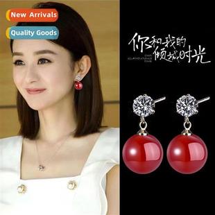 green agate earrings Natural zirc whe female carnelian blue