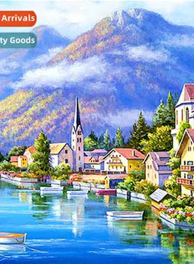 Cross Stch New DIY Seaside Town Full Stch Simple Hmade Threa