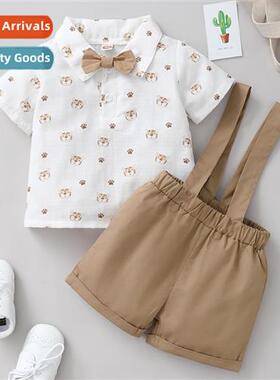 Boys spring  fall  2022 new n bear print short-sleeved top +