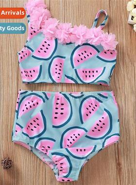 2022ins burst Watermel Print Petal Lace Girls Su Swimsu