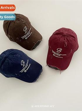 Niche design high set washed destructi baseball cap female s