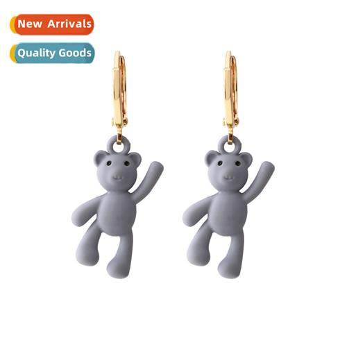 Korean style simple lerary  alloy lacquer bear earrings pers