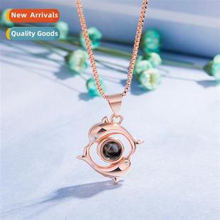 wind necklace female Simple love cold dolphin ins