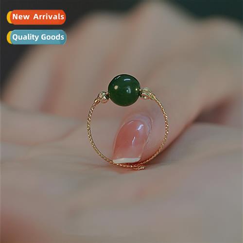 Artificial Green Jade Chalcedy Ring wh Summer Clear  Retro A