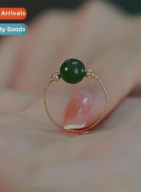 Artificial Green Jade Chalcedy Ring wh Summer Clear  Retro A