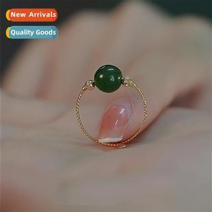 Chalcedy Ring Retro Green Clear Jade Summer Artificial