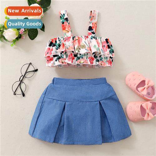 Girls summer  2021 summer   fashi small broken flower halter