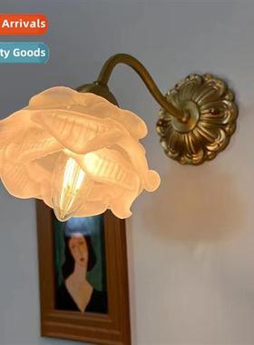 French retro flowers wall lamp living room aisle light luxur