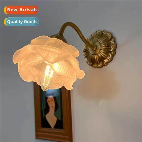 French retro flowers wall lamp living room aisle light luxur
