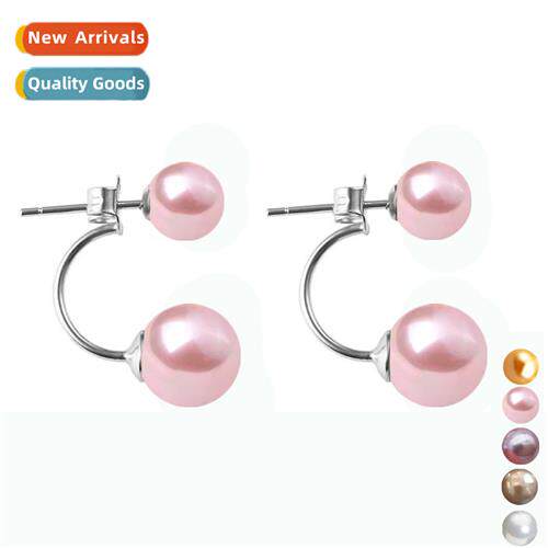 The new fairy natural pink shell beads earrings female tempe