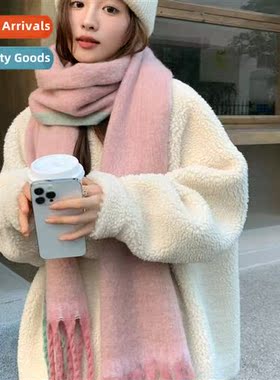 2023 edge color blocking female scarf faux cashmere shawl ta