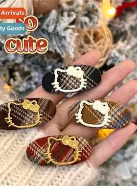 Winter Merad retro plaid KT kten  clip  accessories sweet gi