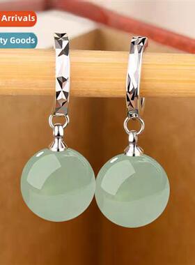 Flower diamd craft retro 12MM imati green  field jade earrin