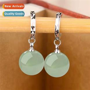retro 12MM jade diamd earrin field craft green Flower imati