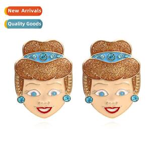 Cute persaly creative diamd earrings color glaze sweet tempe