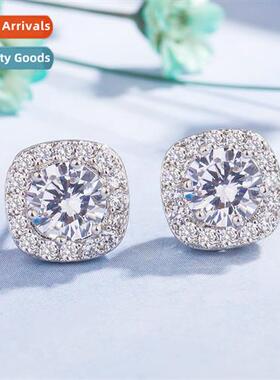 ns new tide lazy French hollow square zircia earrings female