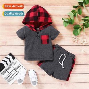 short fall printed plaid sleeved new 2021 spring Boys