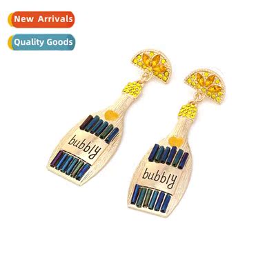 New fashi colorful oil drop champagne bottle earrings persal