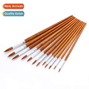 Nyl Hair Rod 12pcs Pens Pointed Gouache Watercol Brown