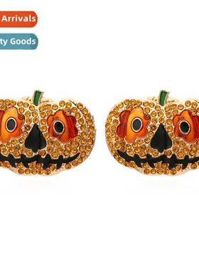 New creative alloy diamd pumpkin earrings retro fashi cute p