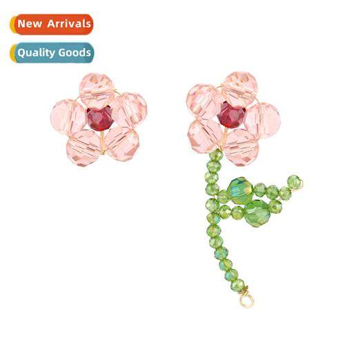 Japan  South Korea asymmetric compact earrings h-woven beade