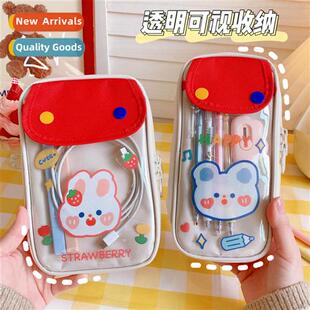 Japanese system pen bag large capacy junior high school girl