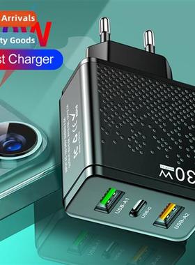 New light-emting LED 2USB+PDType-c cell phe charger Multi-po