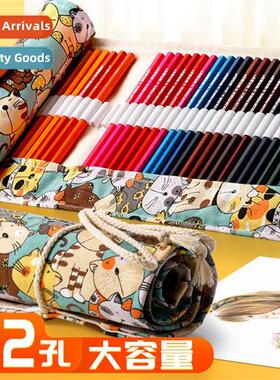 Canvas color pencil bag 24pcs 36pcs 48pcs 72 holes large-cap