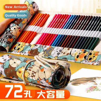 Canvas color pencil bag 24pcs 36pcs 48pcs 72 holes large-cap