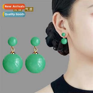 jade Dgling earrings female Palace chalcedy green