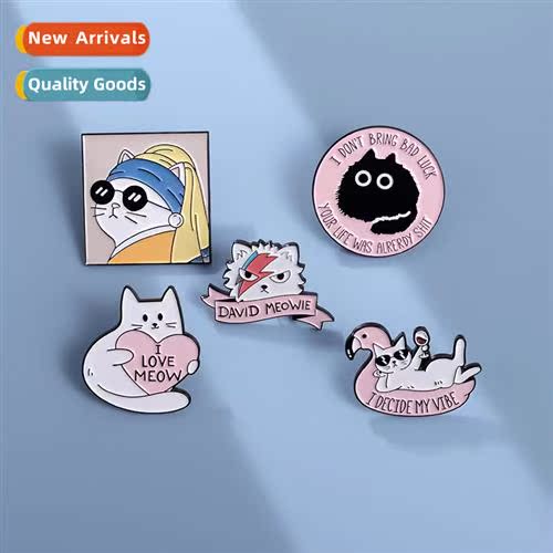 Irregular badge carto cat shape niche hundred wh brooch acce