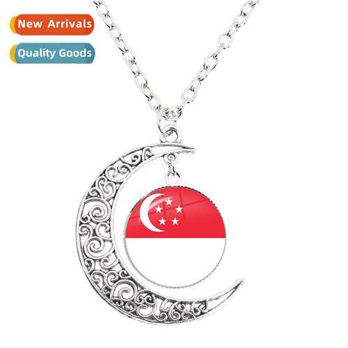 Europe and  Uned States emblem pattern flag mo necklace glas