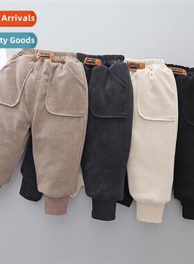 Boys padded pants fall  winter  2023 new baby childrens spor