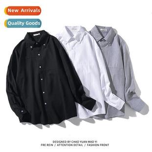 mens casual blouse Autumn Slim color new solid 2021 business