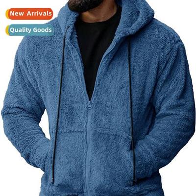2023 Fall Mens Plush Cardigan Hooded Jacket