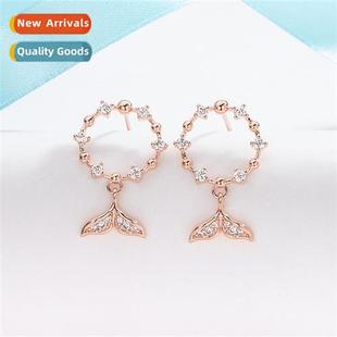 tail fish earrings female parag temperament diamd