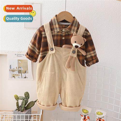 2023 fall new  style baby children baby casual plaid shirt b