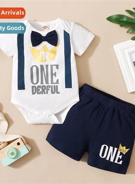 Boys spring  autumn  2021 new fashi short-sleeved letter pri