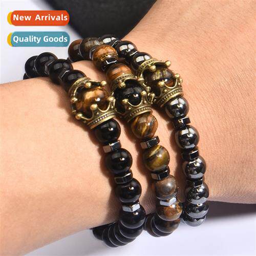 Mens European and American soccer bracelet tiger eye ste bra