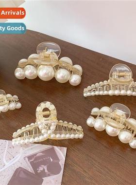 Korea elegant temperament cross pearl  grip large pytail cli