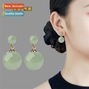 green jasper field Palace earrings imati jade inlaid retro
