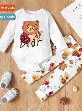 Girls Spring  Autumn 2022 new n bear print lg-sleeved top +