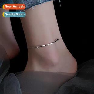 Geometric broken silver square anklet female 2023 new tide n